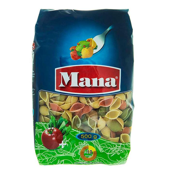 پاستا گوش ماهی سبزیجات 500 گرمی مانا